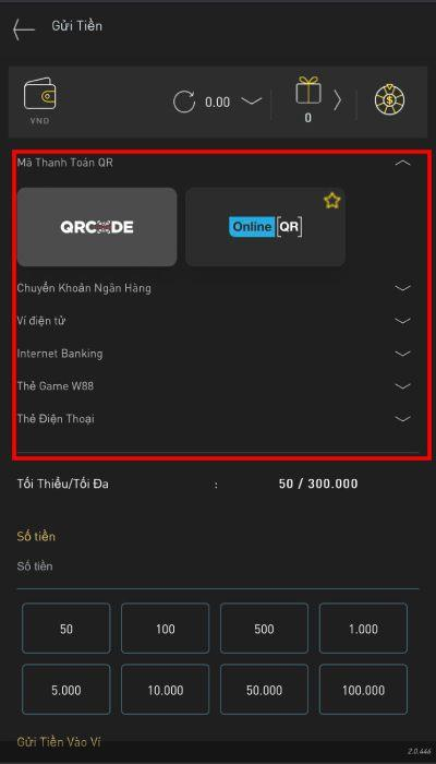 các phương thức nạp tiền W88 