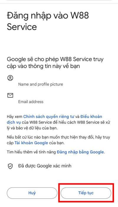 cho phép sử dụng thông tin 
